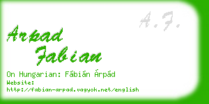 arpad fabian business card